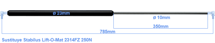 Ricambio Auto Cofano Stabilus 022869 - Pistone Per Cofano Motore, Corsa 246mm, Forza 300N Cofano Motore Auto